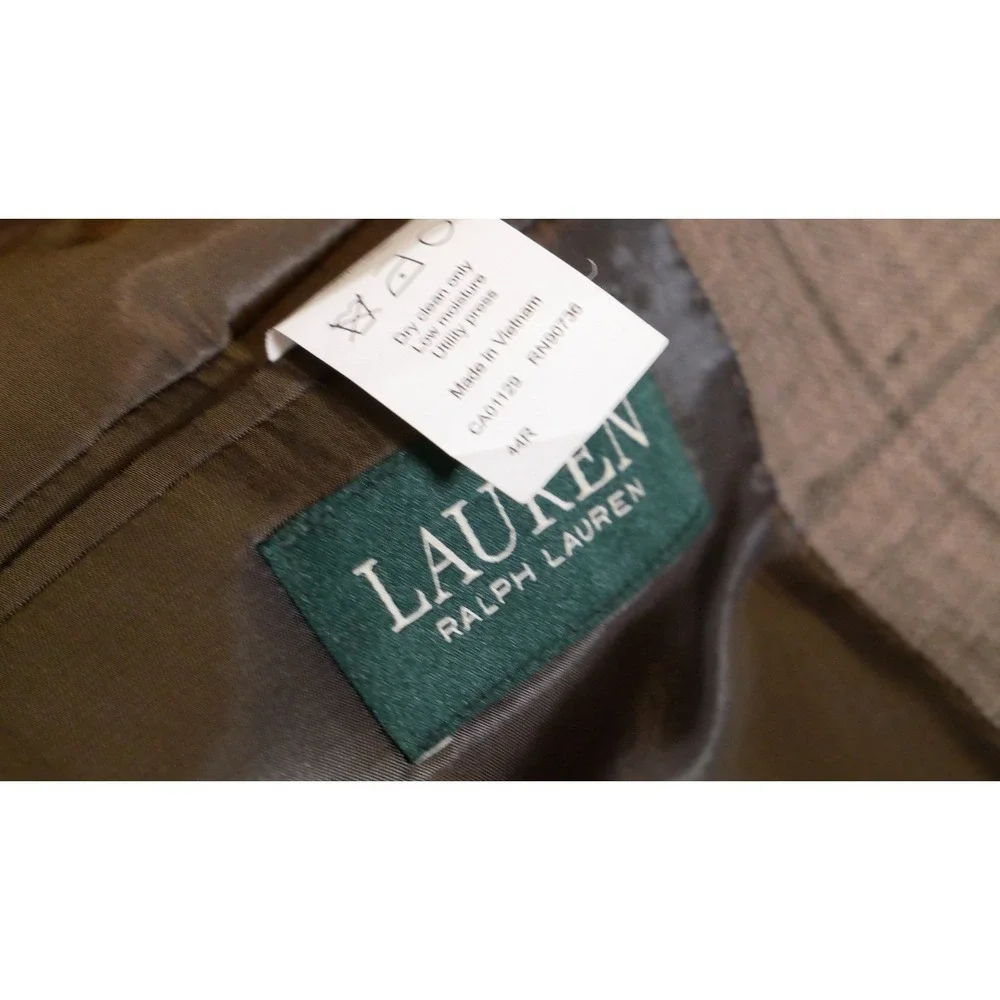 Lauren Ralph Lauren Mens 44R Blazer Tan Brown Windowpane Check Sport Coat Macy's